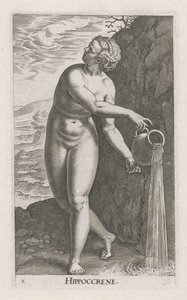 Waternimf Hippoccrene
Hippoccreno (título sobre o objecto)
Stroom- en waternimfen (título da série)
Nimpharum oceanitidum, ephydridum potamidum naiadum (título da série) de Philips Galle