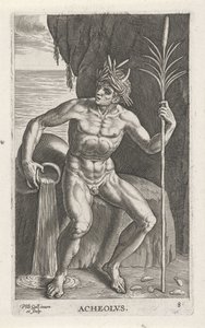 O deus do mar Achelous
Acheolvs (título sobre o objecto)
Deuses do rio e do mar (título da série)
Semideorum Marinorum amnicorumque sigillariae imagines perelegantes (título da série) de Philips Galle