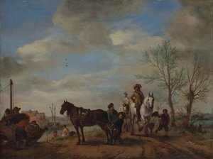 Um homem e uma mulher a cavalo, ca. 1653-54.