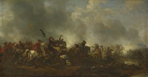 Cavalaria atacando infantaria, 1656-1668 de Philips Wouwerman