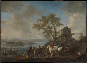 Cavalo em um rio de Philips Wouwerman