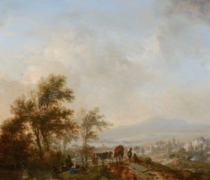 Descanso durante a caçada de Philips Wouwerman