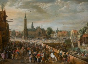 Vista do Grote Markt em Lier, início do século XVII. de Philips de Momper the Elder