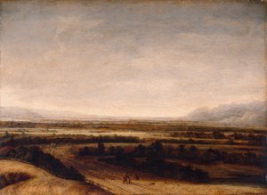 Paisagem plana com vista para colinas distantes