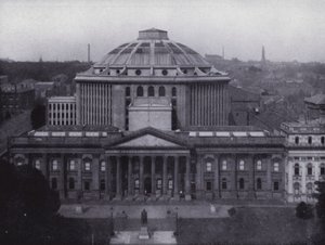 Melbourne: Biblioteca Pública e Museu, retratando a maior cúpula do Hemisfério Sul, a Biblioteca contém 350.000 volumes (foto a p/b) de Photographer Australian