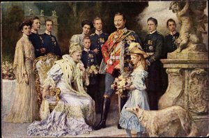Artista Ak Kaiser Wilhelm II, Auguste Viktoria, Viktoria Luise, Greyhound, Prússia (fotografia a preto e branco) de Photographer German