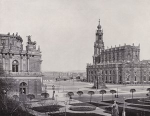 Vista da Zwingerwall para a Theaterplatz (foto a p/b) de Photographer German