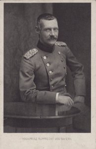 Príncipe herdeiro Rupprecht da Baviera, comandante militar alemão da Primeira Guerra Mundial (foto a p/b) de Photographer German