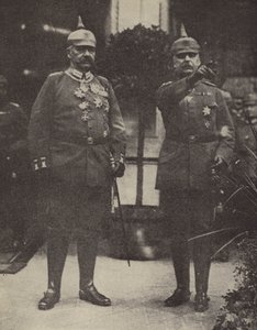 O marechal-de-campo von Hindenburg e o general Ludendorff, comandantes do exército alemão (litografia a cores) de Photographer German