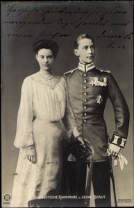 Príncipe herdeiro alemão com a noiva, Friedrich Wilhelm, RPH de Photographer German