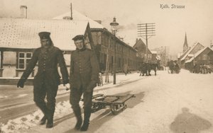 Ocupação alemã de Jelgava na Letónia durante a Primeira Guerra Mundial (foto a p/b) de Photographer German