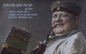 Soldado alemão fumando seu cachimbo (foto colorida) de Photographer German