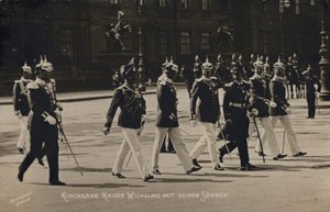 Kaiser Wilhelm II e seus filhos (foto a p/b) de Photographer German