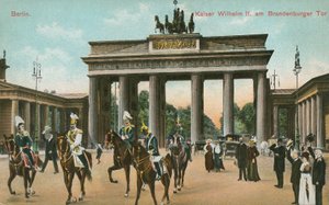 Kaiser Wilhelm II da Alemanha na Porta de Brandenburg, Berlim (foto a cores) de Photographer German