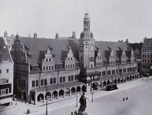 Leipzig: Câmara Municipal antiga (foto a p/b) de Photographer German