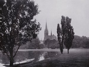 Leipzig: Johannapark com Igreja Luterana (foto a p/b) de Photographer German