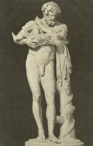 Silenus with the Child Dionysus, antiga escultura romana na coleção do Glyptothek, Munique, Alemanha (foto a p/b) de Photographer German