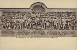 O Kaiser, relevo no Nationaldenkmal, monumento comemorativo da unificação da Alemanha, Rudesheim am Rhein, Hesse (foto a p/b) de Photographer German