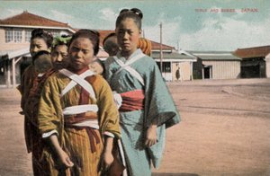 Meninas e bebês, Japão (foto) de Photographer Japanese