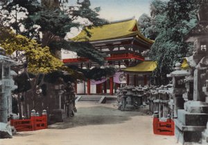 Japão, c.1912: Templo Kasuga Shinto fundado em 767, em Nara, perto de Kyoto (foto) de Photographer Japanese