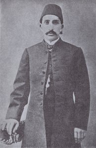 Abdul Hamid II, Sultão do Império Otomano, derrubado pelos Jovens Turcos em 1909 (foto a p/b) de Photographer Turkish