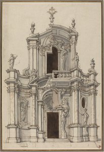 Elevação para fachada de igreja, com alternativas de Piedmontese 18th Century