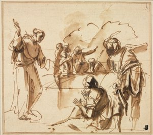 Pregação da monge, meados do século XVII. de Pier Francesco Mola