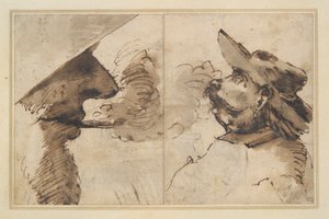 Caricaturas de Duas Cabeças Masculinas de Pier Francesco Mola