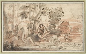Ermina com os pastores de Pier Francesco Mola