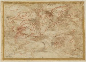 O Anjo que aparece a Agar no deserto, c.1660 (giz vermelho sobre papel)