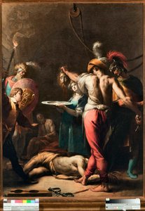 A Decolação de São João Batista A cabeça do santo é colocada num planalto - Pintura de Pier Francesco Mazzuchelli dit il Morazzone (1573-1626) Musei di Strada Nuova Genes (inv n PB 2813)