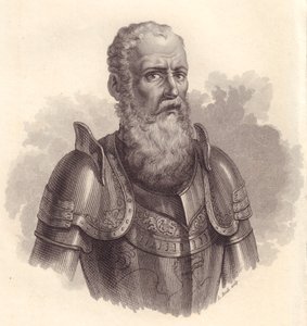 Retrato do líder militar italiano Ezzelino III da Romano ou Ecelino da Romano (1194-1259), gravura em cobre de Blaise Nicolas Le Sueur