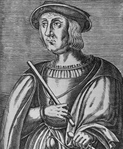 Retrato de Jacques II de Chabannes de La Palice (ca 1470-1525), oficial militar francês, Senhor de La Palice, de Pacy, de Chauverothe, de Bort-le-Comte e de Heron, gravura