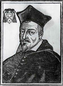 Retrato de Pierre de Berulle (1575-1629), teólogo e cardeal católico francês, impresso de Blaise Nicolas Le Sueur