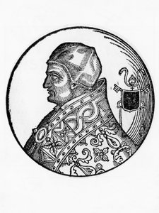 Retrato do Sabiniano (falecido em 606), 65º Papa da Igreja Católica de 604, gravura de Blaise Nicolas Le Sueur