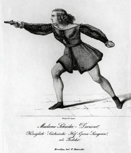 Retrato de Wilhelmine Schroder-Devrient (1804-1860), soprano alemão, em papel de Leonora em Fidelio ou Amor Conjugal, de Ludwig van Beethoven (1770-1827), gravura de Blaise Nicolas Le Sueur