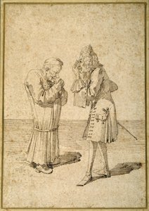 Barão Philip von Stosch mostrando uma jóia antiga para Sabbatini (caneta e tinta sobre papel) de Pier Leone Ghezzi