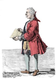 Desenho animado de Giovanni Battista Pergolesi (Jean Baptiste Pergolese, Jean-Baptiste) (1710 - 1736). Desenho de Pier Leone Ghezzi (1674 - 1755) que relata que o compositor sofria de uma deficiência em uma perna e era coxo. 1736.