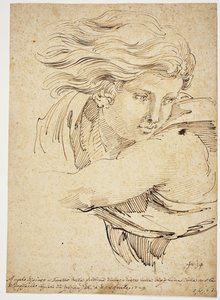 Cabeça de um anjo; depois de Rafael de Pier Leone Ghezzi