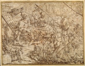 Polcinello inválido com gota (caneta e tinta sobre papel) de Pier Leone Ghezzi