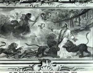 O Martírio de Santo Inácio de Antioquia no Coliseu (fresco) (p/b)