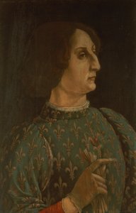 Retrato de Galeazzo Mario Sforza (1444-76) c.1471 (têmpera no painel) (ver também 168788) de Piero del Pollaiolo