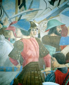 Detalhe da Lenda da Verdadeira Cruz mostrando a batalha de Heraclius I de Bizâncio contra o Chosroes II, de Piero della Francesca de Piero della Francesca