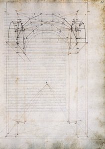Perspectiva do corredor com abóbada transversal, página de De Prospectiva pingendi (Em perspectiva de pintura), de Piero della Francesca (ca. 1415-1492), Itália de Piero della Francesca