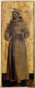 Políptica de Misericórdia: a Virgem de Misericórdia, rodeada de santos. Detalhe representando São François de Assis. Pintura sobre madeira de Piero della Francesca (1415/20-1492) 1445-1460 Dim. 54x21 cm Sansepolcro, Pinacoteca Comunale de Piero della Francesca