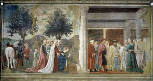 A Lenda da Verdadeira Cruz, detalhe da Adoração da Madeira Santa e o Encontro de Salomão e a Rainha de Sabá