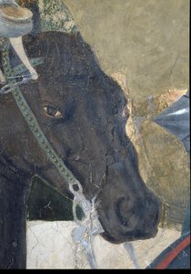 A Lenda da Verdadeira Cruz, a Vitória de Constantino na Batalha da Ponte Milviana, detalhe da cabeça dos cavalos, pintura a óleo 1464, ver também 116343