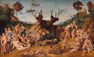 Italiano: História de Silenos, cena: As desgraças de Sileno de Piero di Cosimo