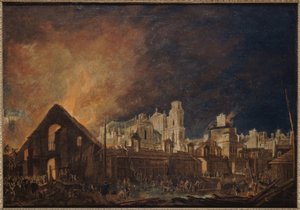 La Foire Saint-Germain durante o incêndio (noite de 16-17 de março)