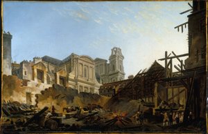 A Foire Saint-Germain após o incêndio da noite de 16 para 17 de março de 1762, ca. 1762 (óleo)